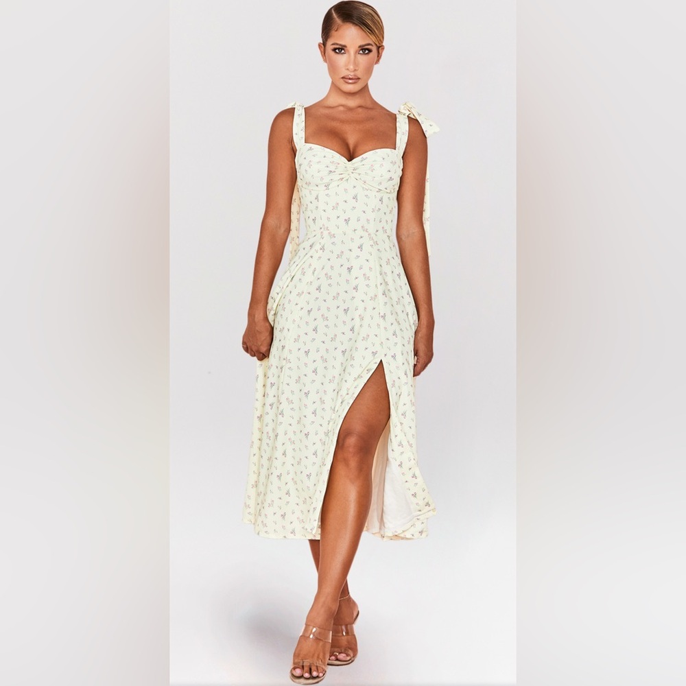House of CB Floral Midi Dress in White